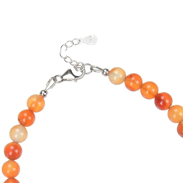 Armband Carneol (gebr.), Kugeln (6mm), rhodiniert | Marco Schreier