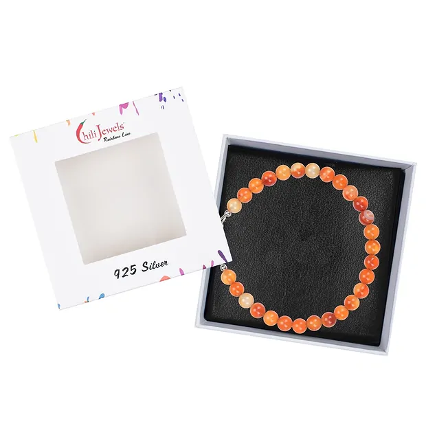Bracelet carnelian (heated), beads (6mm), rhodiniert | Marco Schreier