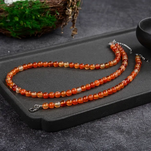 Carnelian bracelet (heated), 6mm beads, extension chain, rhodiniert | Marco Schreier