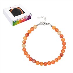 0604359060 Carnelian bracelet (heated), 6mm beads, extension chain, rhodiniert | Marco Schreier