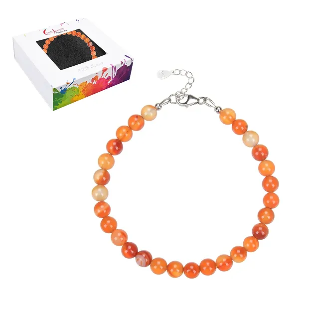 Pulsera de cornalina (calentado), cuentas de 6 mm, alargador, rodinado | Marco Schreier