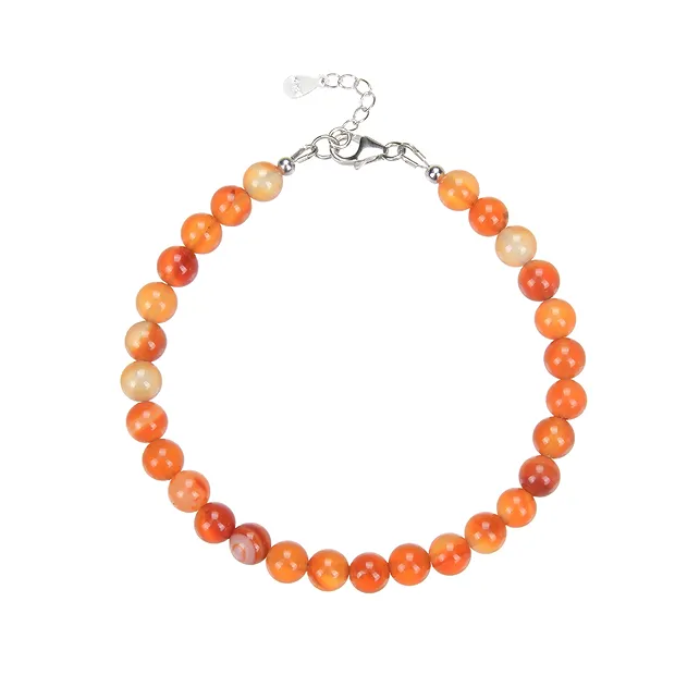 Bracelet carnelian (heated), beads (6mm), rhodiniert | Marco Schreier