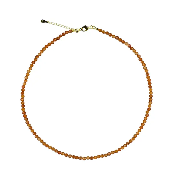 Bracciale in corniola (bruciata), cubo sfaccettato (4 mm), placcato oro, catena di prolunga | Marco Schreier