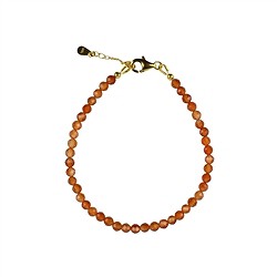 0604364141 Carnelian bracelet (heated), faceted cube (4mm), gold-plated, extension chain | Marco Schreier