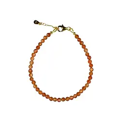 0604364141 Bracciale in corniola (bruciata), cubo sfaccettato (4 mm), placcato oro, catena di prolunga | Marco Schreier