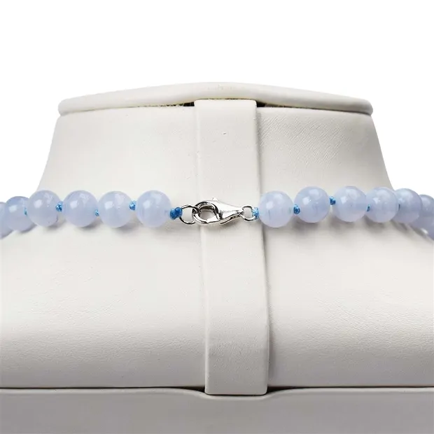 Collana Calcedonio (blu), perline (6 mm) | grossista gemme e pietre curative