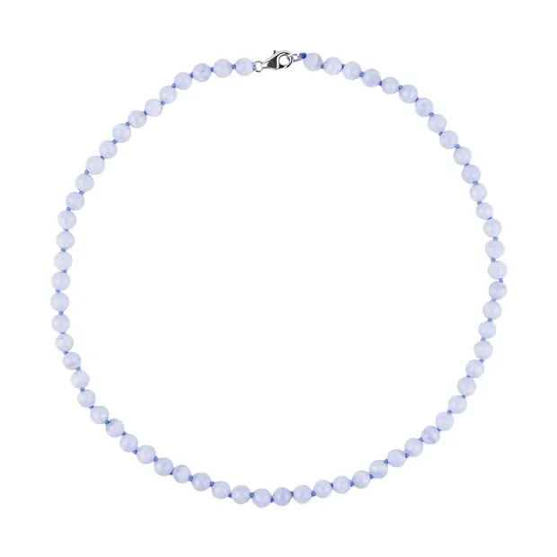 Collana Calcedonio (blu), perline (6 mm) | grossista gemme e pietre curative