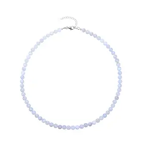 Kette Chalcedon (blau), Kugeln (6mm), rhodiniert | Marco Schreier