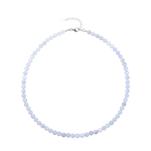 Kette Chalcedon (blau), Kugeln (6mm), rhodiniert | Marco Schreier