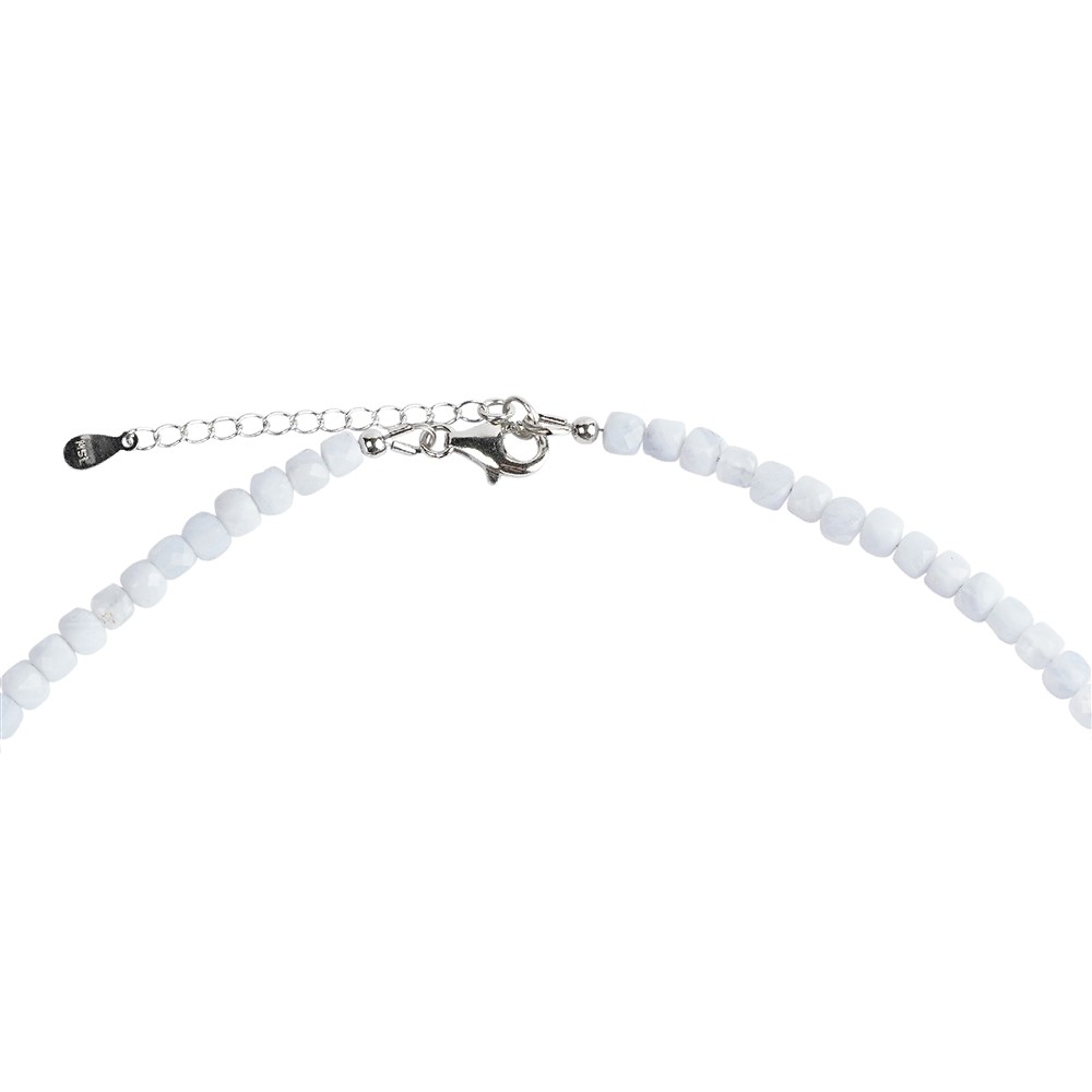 Collier Calcédoine bleue, cubes facettés, rhodié, Chaîne d'extension | Marco Schreier