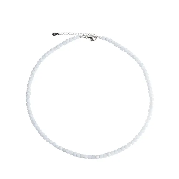 Collier Chalcedon blau, Würfel facettiert, rhodiniert, Verlängerungskettchen | Marco Schreier