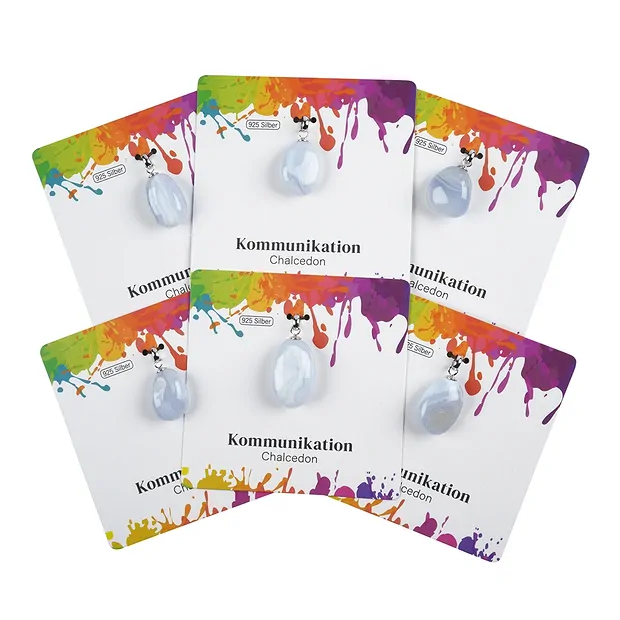 Ciondolo Calcedonio (blu), piccola Pietra burattata, rodiato | Marco Schreier