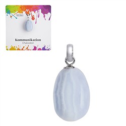 0604525106 Pendentif Calcédoine (bleu), Pierre roulée petite, rhodié | Marco Schreier