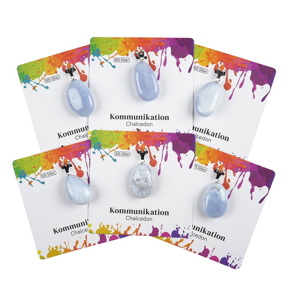 Blue Lace Agate pendant, large Tumbled Stone, rhodiniert | Marco Schreier