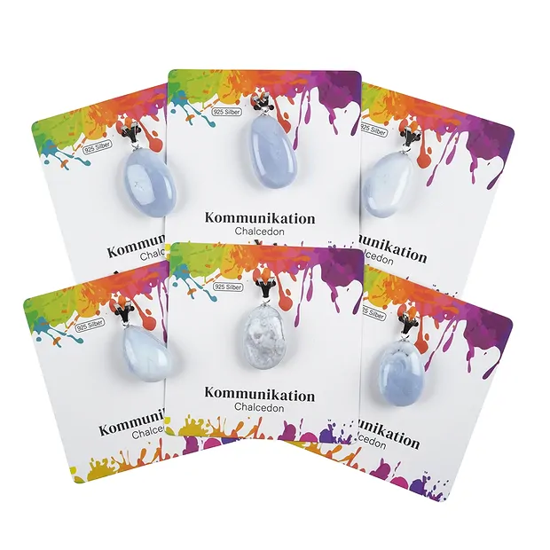 Ciondolo Calcedonio (blu), grande Pietra burattata, rodiato | Marco Schreier