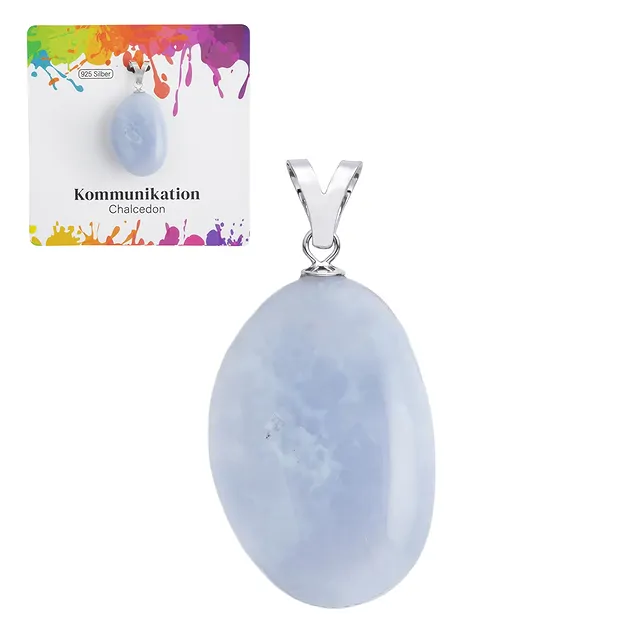 Blue Lace Agate pendant, large Tumbled Stone, rhodiniert | Marco Schreier