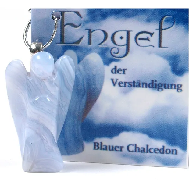 Blue Lace Agate angel pendant (understanding), 3.0 cm | Marco Schreier