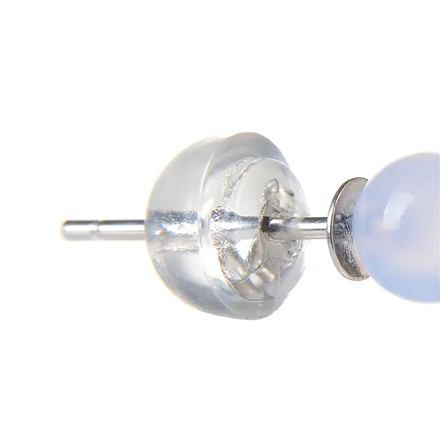Ohrstecker Chalcedon (blau), Kugel, 4mm, rhodiniert | Marco Schreier