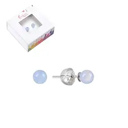 0604545104 Ohrstecker Chalcedon (blau), Kugel, 4mm, rhodiniert | Marco Schreier