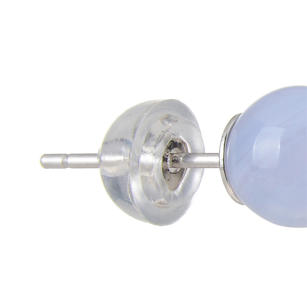 Perno auricolare Calcedonio (blu), sfera, 6 mm, rodiato | Marco Schreier