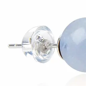 Clous d'oreilles Calcédoine (bleu), boule, 8mm, rhodié | Marco Schreier