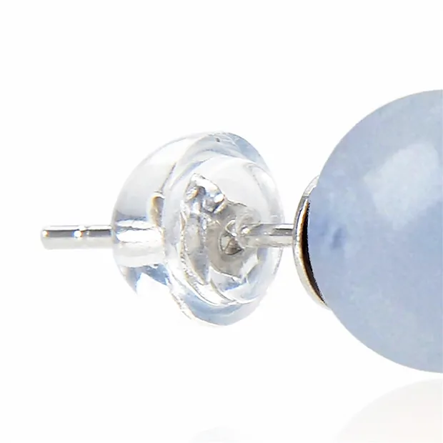 Perno auricolare Calcedonio (blu), sfera, 8 mm, rodiato | Marco Schreier