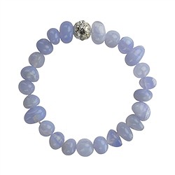 0604550080 Armband, Chalcedon (blau), 10mm Nuggets, Cubic Zirkonia-Kugel | Marco Schreier