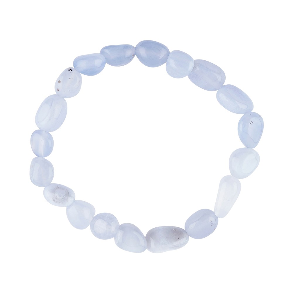 Bracciale, Calcedonio (blu), pepite 09-12 mm | grossista gemme e pietre curative