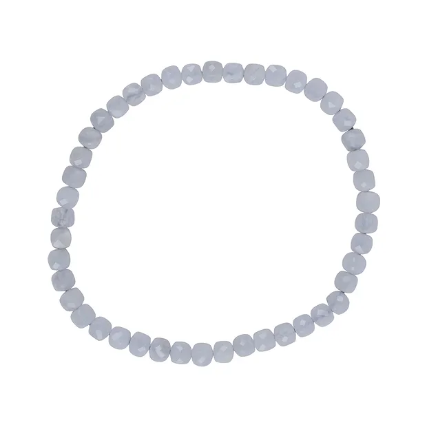 Bracelet, Blue Lace Agate (blue), 04mm cube, faceted | Marco Schreier