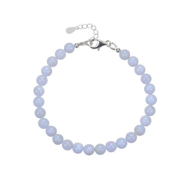 Armband Chalcedon (blau), Kugeln (6mm), rhodiniert | Marco Schreier