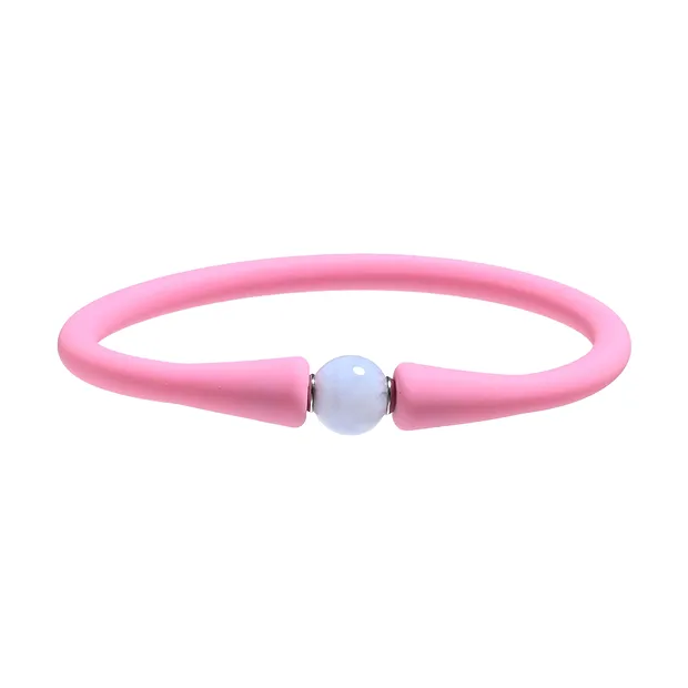Armband, Chalcedon, Kugel (8mm) Silikon (pink), 15cm (kurz) | Marco Schreier