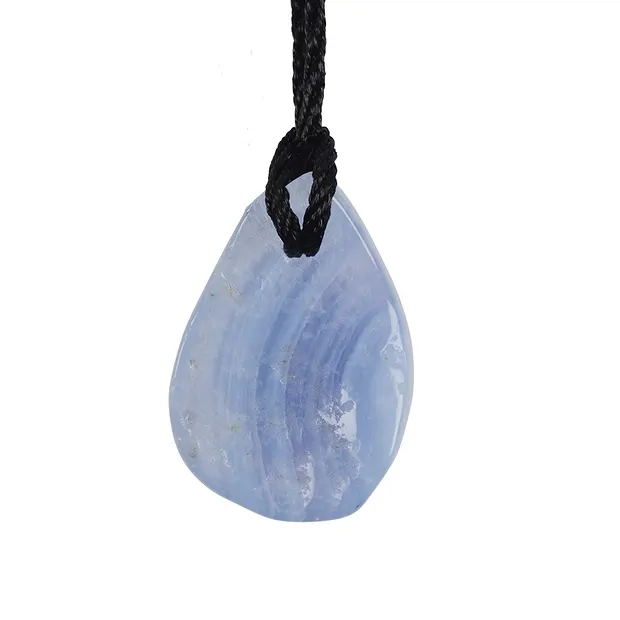 Colgante de forma libre, Calcedonia (azul), con cinta, 4,0cm | Marco Schreier