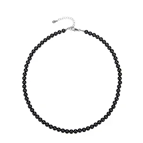 Kette Onyx (gef.), Kugeln (6mm), rhodiniert | Edelsteine, Heilsteine & Schmuck
