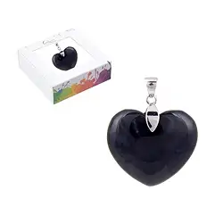 0604625154 Pendant Onyx, heart (28mm), 4.2cm, rhodiniert | wholesaler gems & healing stones