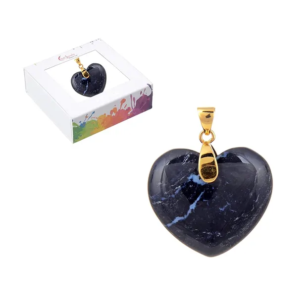 Anhänger Onyx, Herz (28mm), 4,2cm, vergoldet | Edelsteine, Heilsteine & Schmuck