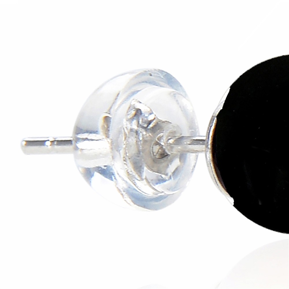 Earstuds Onyx (dyed), ball, 6mm, rhodiniert | wholesaler gems & healing stones