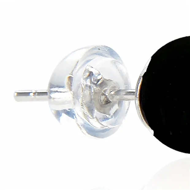 Clous d'oreilles Onyx (teintée), boule, 6mm, rhodié | Marco Schreier