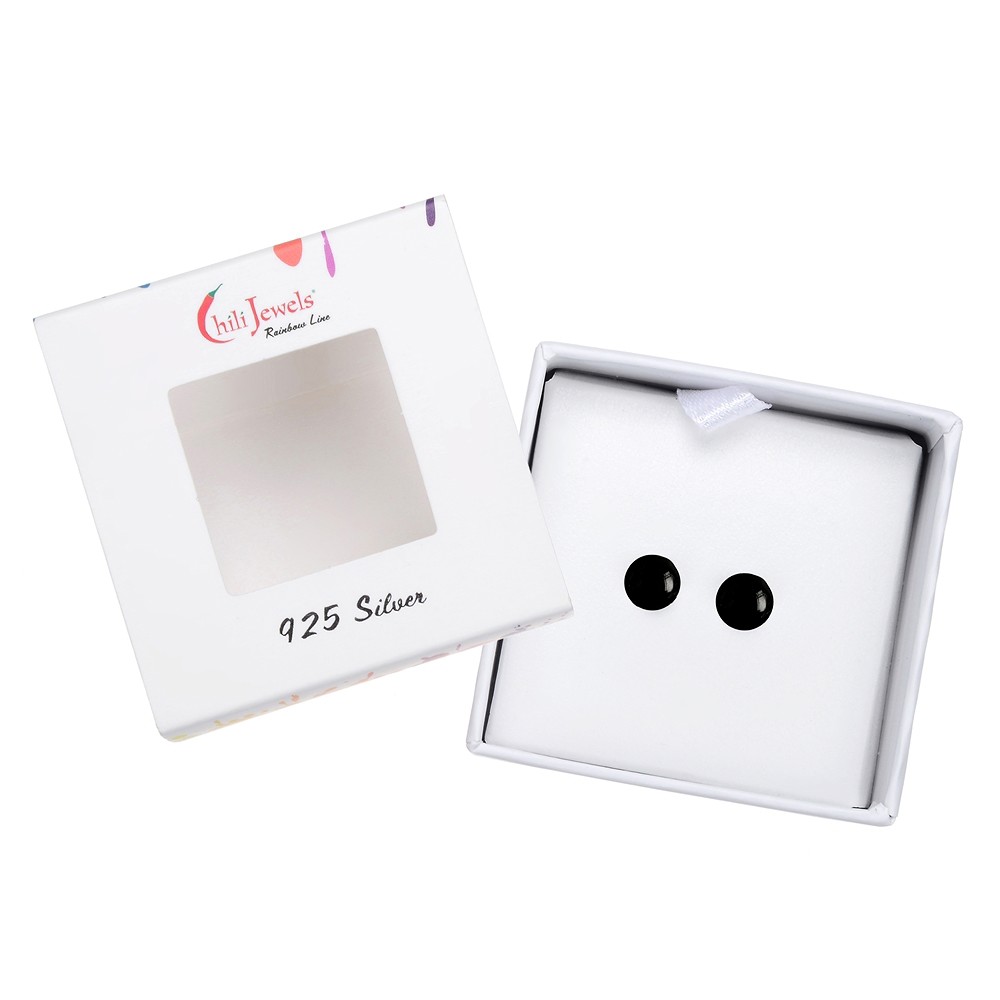 Earstuds Onyx (dyed), ball, 6mm, rhodiniert | wholesaler gems & healing stones