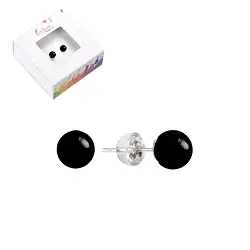 0604645106 Ohrstecker Onyx (gef.), Kugel, 6mm, rhodiniert | Marco Schreier