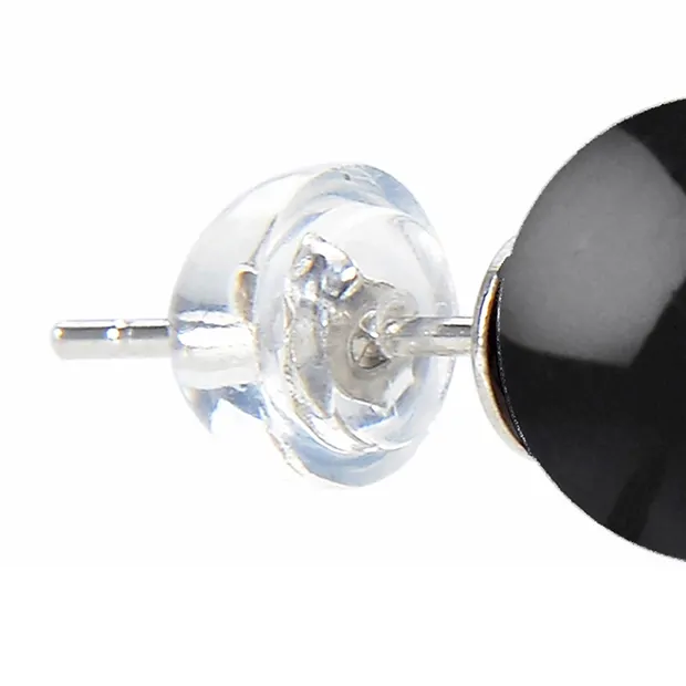 Earstuds Onyx (dyed), ball, 8mm, rhodiniert | wholesaler gems & healing stones