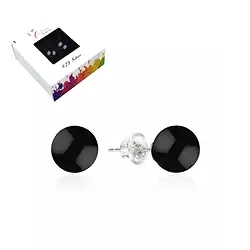 0604645108 Clous d'oreilles Onyx (teintée), boule, 8mm, rhodié | Marco Schreier