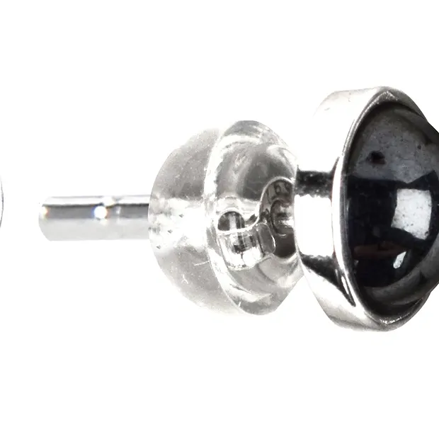 Ohrstecker Onyx (gef.), Cabochon, 6mm, rhodiniert | Marco Schreier