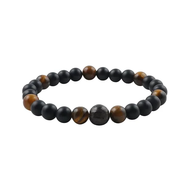Bracelet, Onyx, Tiger's Eye, Dino bone, 14cm (for children) | Marco Schreier