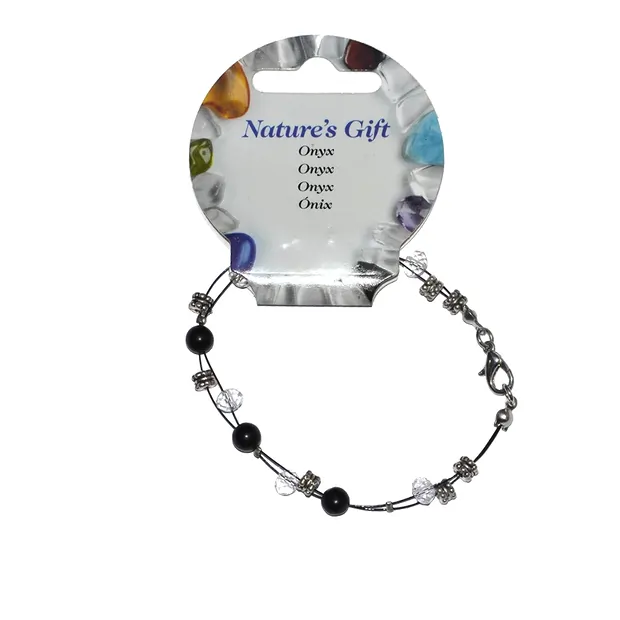 Draht-Armband, Onyx (gef.), Kugeln 06mm | GH Edelsteine, Heilsteine & Schmuck