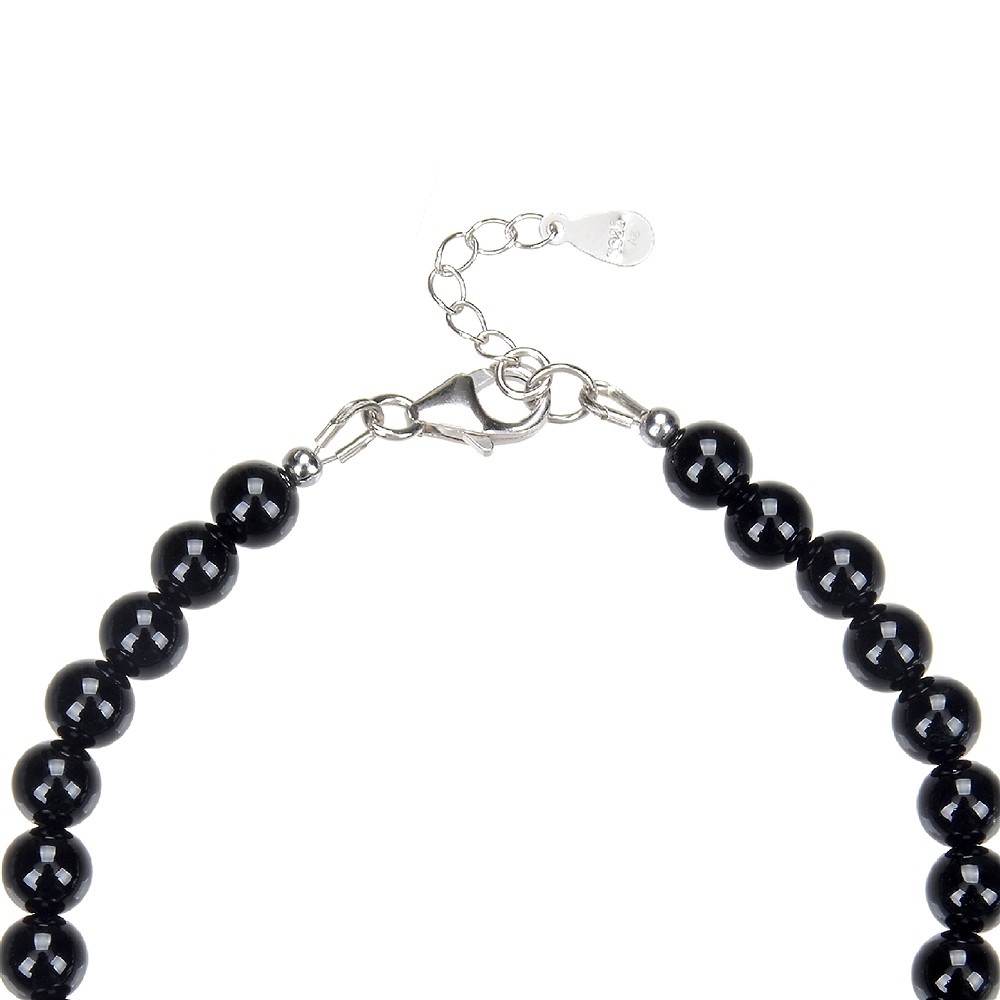 Bracelet Onyx, 6mm beads, extension chain, rhodiniert | Marco Schreier
