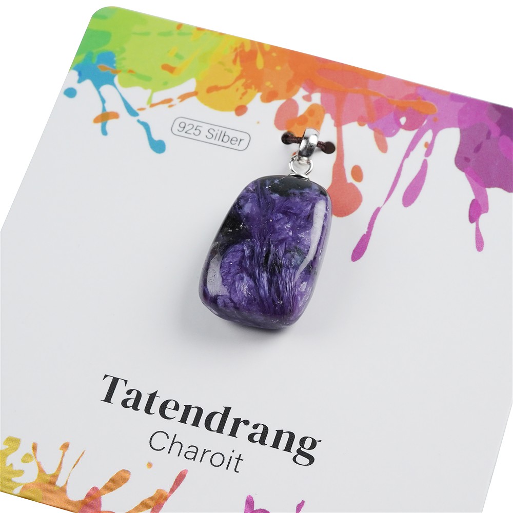 Anhänger Charoit, Trommelstein klein, rhodiniert | Marco Schreier