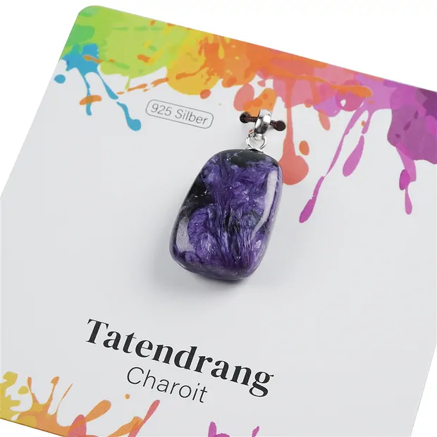 Anhänger Charoit, Trommelstein klein, rhodiniert | Marco Schreier