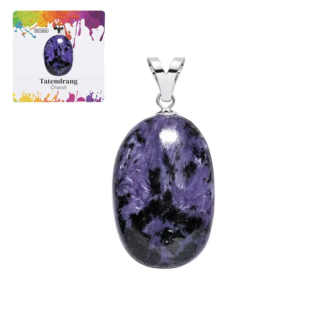 Charoite pendant, large Tumbled Stone, rhodiniert | Marco Schreier