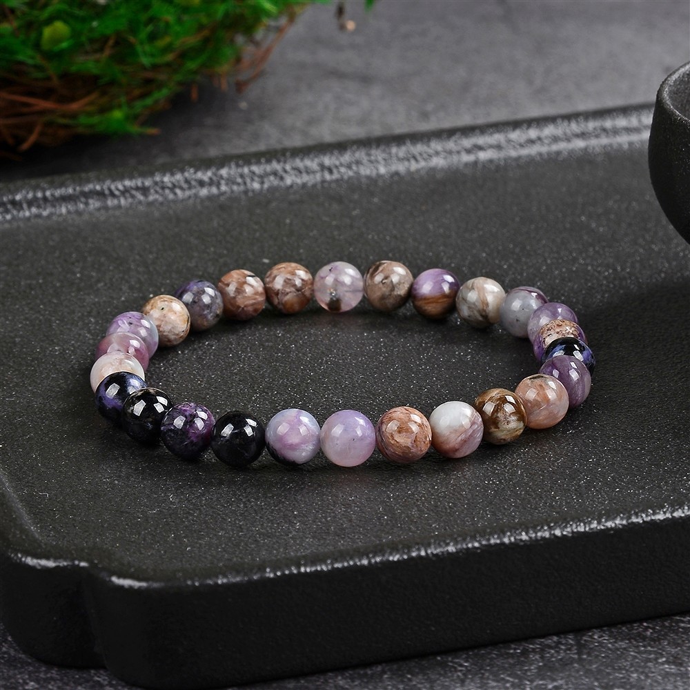 Bracelet, Charoïte (multicolore), 07mm boules rondes | Marco Schreier