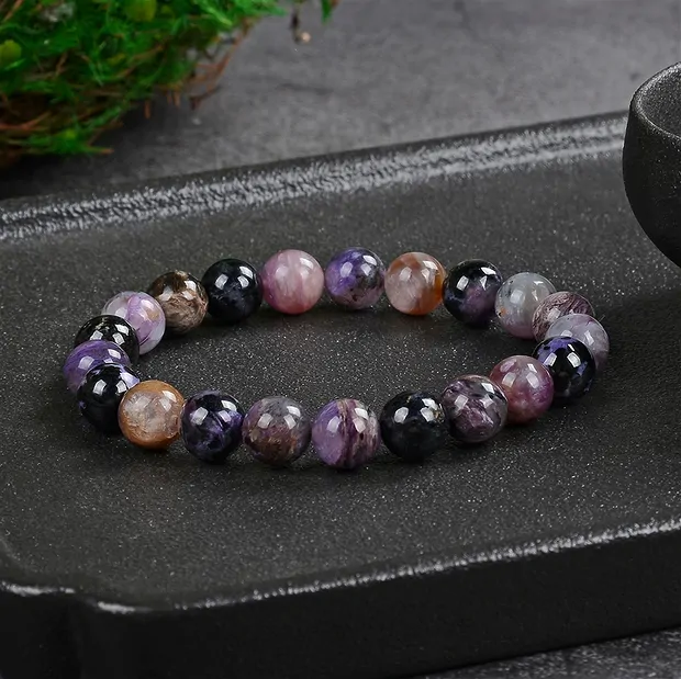 Bracelet, Charoïte (multicolore), 08 - 09mm perles rondes | Marco Schreier